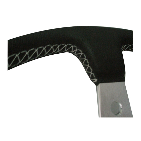 Volante WRC de piel lisa negro/plata costura blanca 350mm - Imagen 3