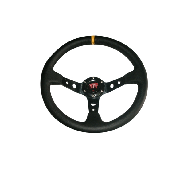 Volante WRC de piel lisa negro/negro 350mm