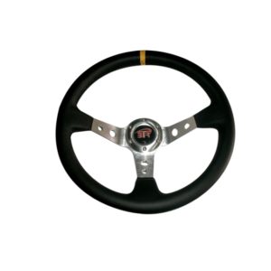 Volante WRC de piel lisa negro/plata 350mm