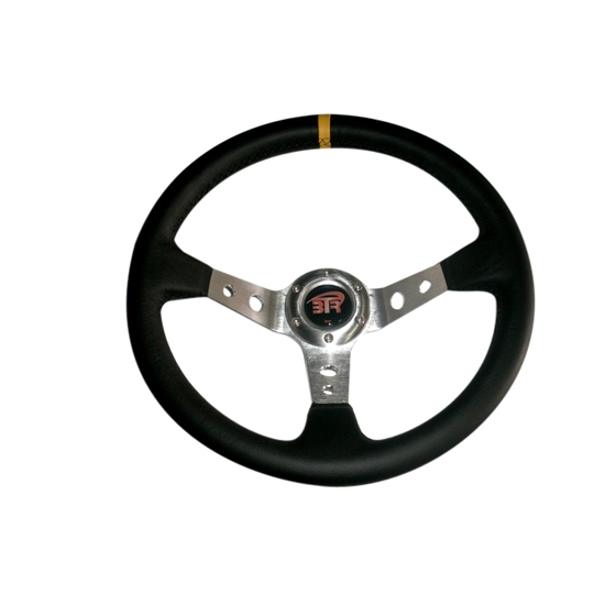 Volante WRC de piel lisa negro/plata 350mm