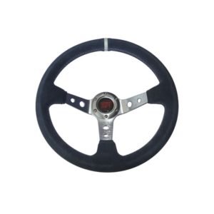 Volante WRC de piel vuelta gris/plata 350mm