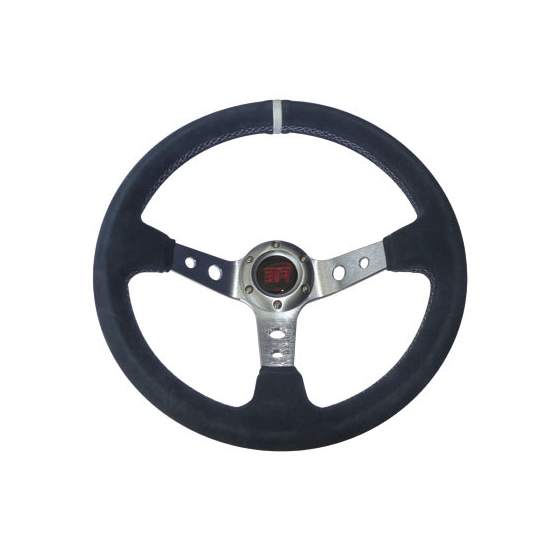 Volante WRC de piel vuelta gris/plata 350mm