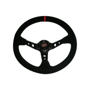 Volante WRC de piel vuelta negro/negro costura roja 350mm