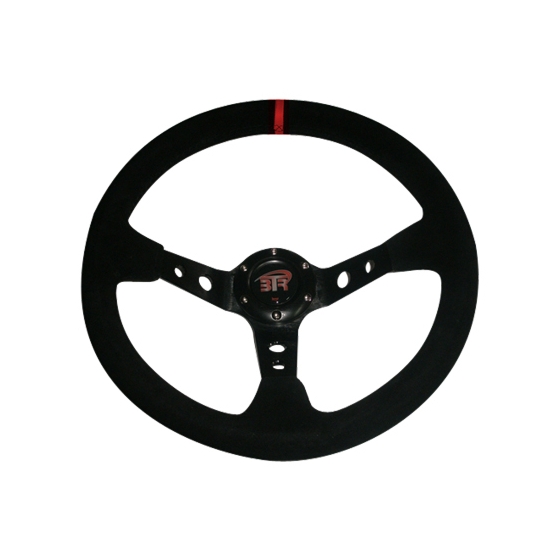 Volante WRC de piel vuelta negro/negro costura roja 350mm