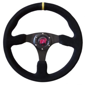 Volante plano racing piel vuelta negra 350mm