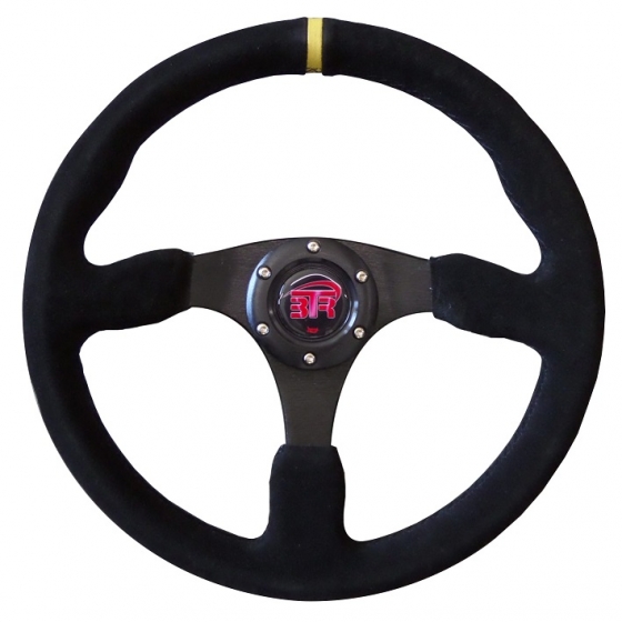 Volante plano racing piel vuelta negra 350mm