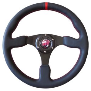 Volante plano racing piel lisa negra de 350 mm