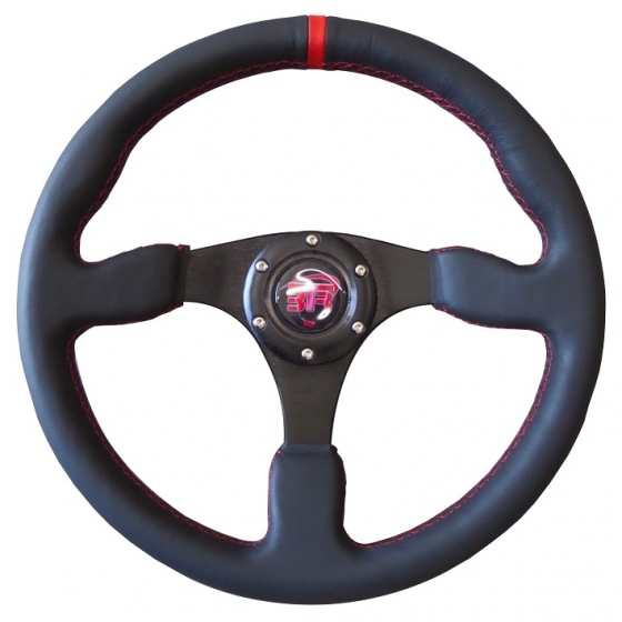 Volante plano racing piel lisa negra de 350 mm