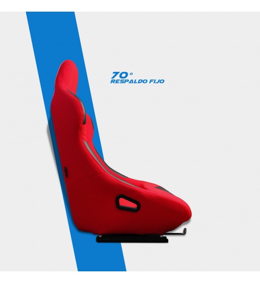 Baquet fijo tubular rojo con parches de cuero - Imagen 5