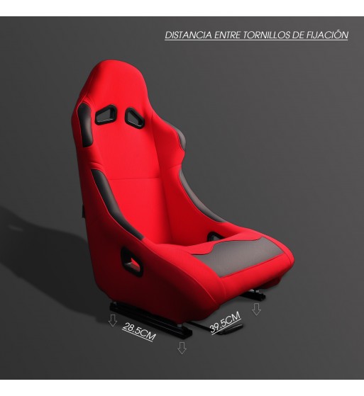 Baquet fijo tubular rojo con parches de cuero - Imagen 6