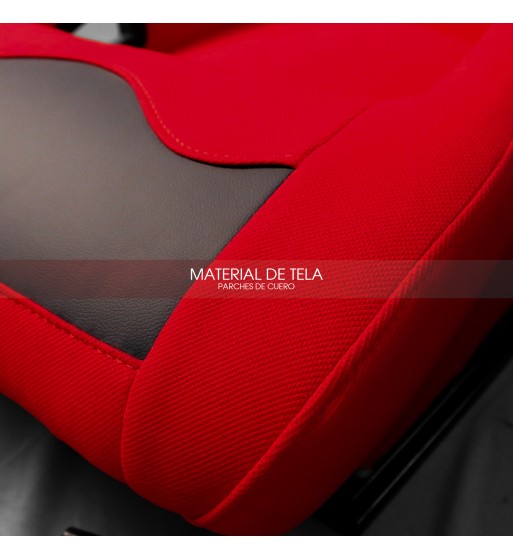 Baquet fijo tubular rojo con parches de cuero - Imagen 7