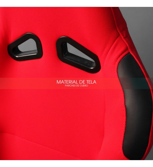 Baquet fijo tubular rojo con parches de cuero - Imagen 8