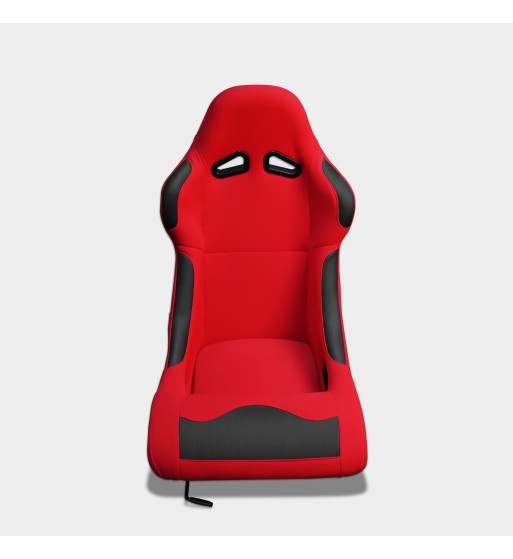 Baquet fijo tubular rojo con parches de cuero