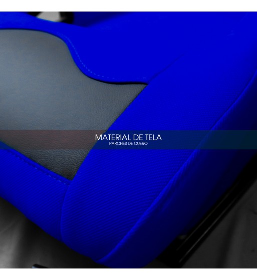 Baquet fijo tubular azul con parches de cuero - Imagen 7