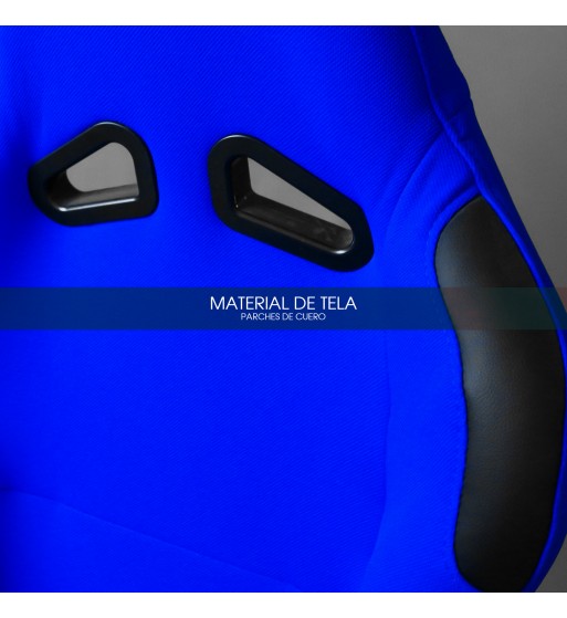 Baquet fijo tubular azul con parches de cuero - Imagen 8