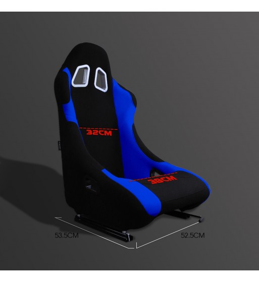 Baquet fijo tubular negro con parches azules - Imagen 2