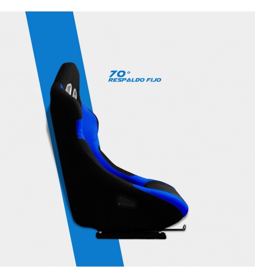 Baquet fijo tubular negro con parches azules - Imagen 5