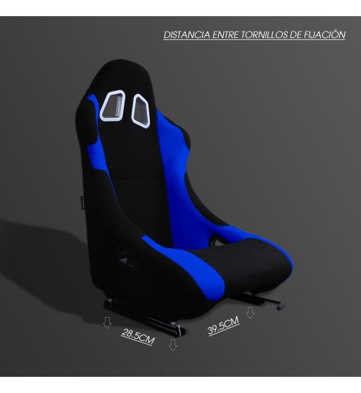 Baquet fijo tubular negro con parches azules - Imagen 6