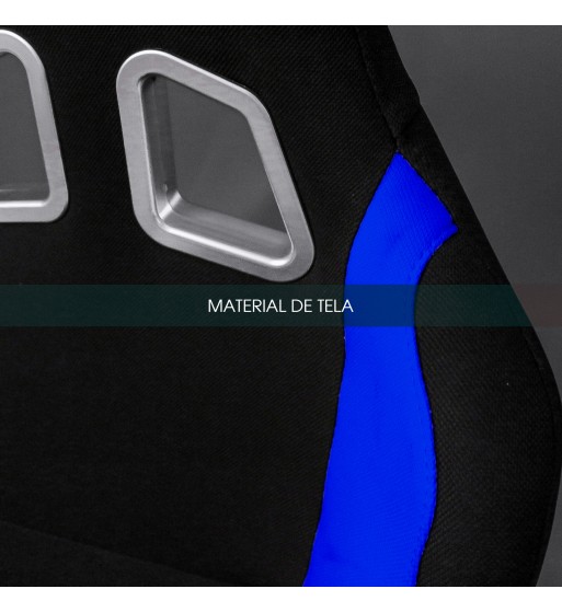 Baquet fijo tubular negro con parches azules - Imagen 8