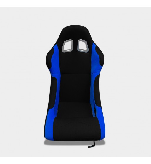 Baquet fijo tubular negro con parches azules