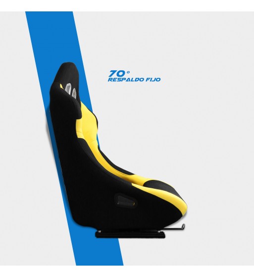 Baquet fijo tubular negro con parches amarillos - Imagen 5