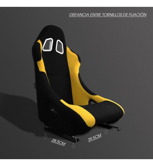 Baquet fijo tubular negro con parches amarillos - Imagen 6