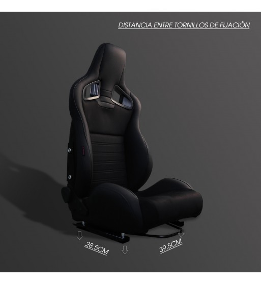 Semibaquet cuero negro, alcantara y respaldo pvc - Imagen 6