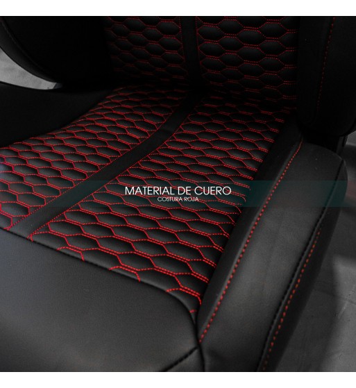 Semibaquet costura roja con patrón rombo y respaldo pvc - Imagen 7