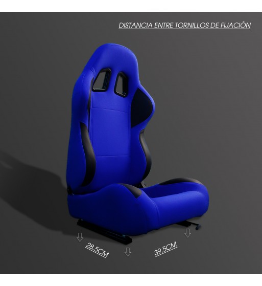 Semibaquet tela azul y parches de cuero negro - Imagen 7