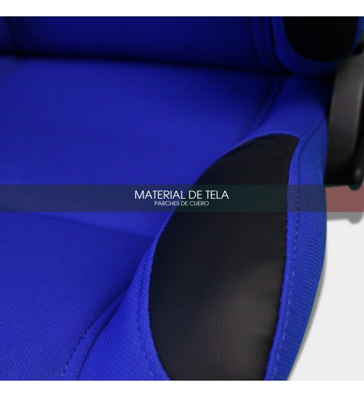 Semibaquet tela azul y parches de cuero negro - Imagen 8