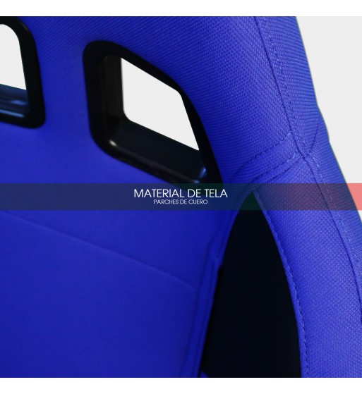Semibaquet tela azul y parches de cuero negro - Imagen 9