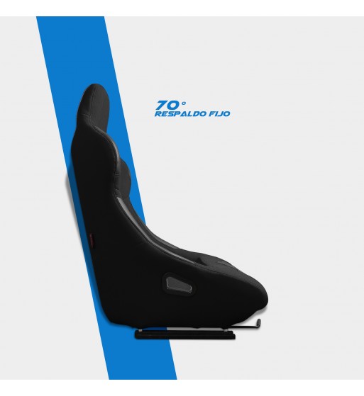 Baquet fijo tubular negro con parches de cuero - Imagen 5