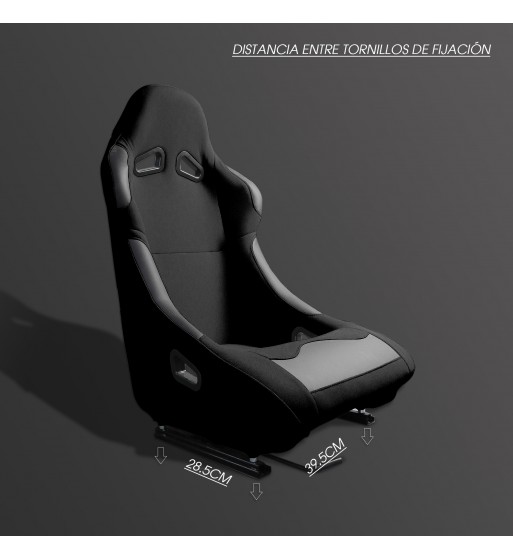 Baquet fijo tubular negro con parches de cuero - Imagen 6