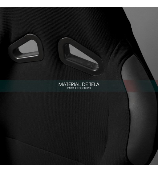 Baquet fijo tubular negro con parches de cuero - Imagen 8