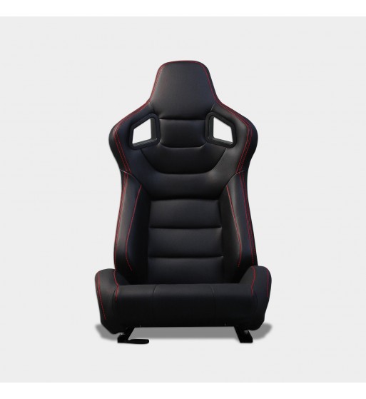 Semibaquet premium cuero negro y costura roja