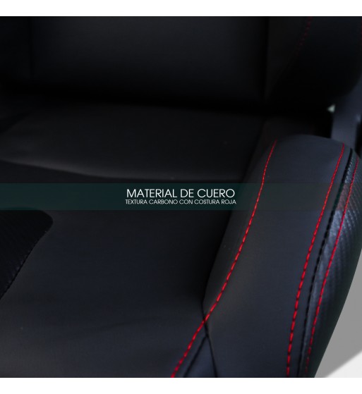 Semibaquet premium en cuero negro textura carbono y costuras rojas - Imagen 7