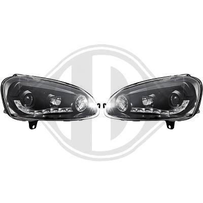Focos delanteros H1/H1 con luz diurna y fondo negro